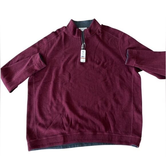 Tommy Bahama Flipshore Half-Zip Reversible Sweatshirt, Black Cherry Size 3XL NWT - Picture 2 of 12